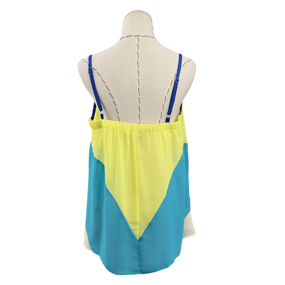 Gianni Bini Color Block Womens Sleeveless Spaghetti Strap Sheer Blouse Large‎ - Picture 3 of 6